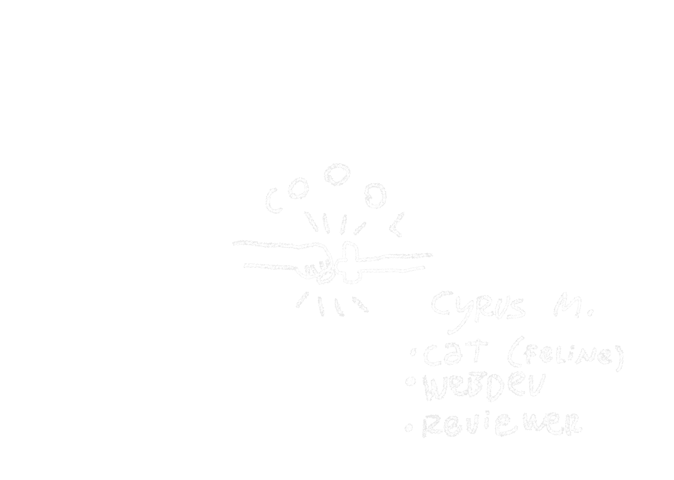 stylised drawing of Neil and Alexia/Cyrus, on the left and right respectively, doing a fist bump with the text 'coool' appearing right above it. Underneath Neil it says 'Neil W: Writer, Goop Man!, Draws?', and underneath Cyrus's sona, a cat with a scarf, it says 'Cyrus M: Cat (feline), Webdev, Reviewer